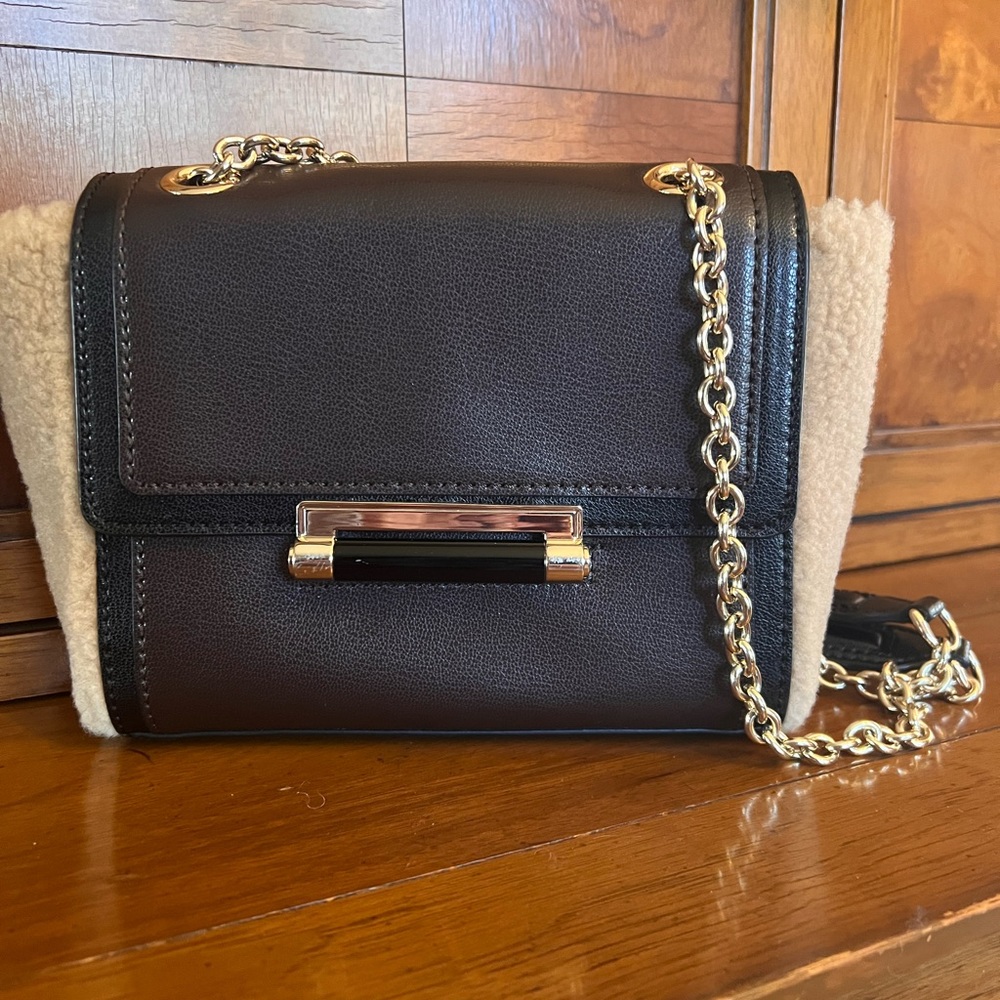 Shearling & Leather Diane Von Furstenberg Small Shoulder Bag Luxury Ranchwear - Picture 3 of 10